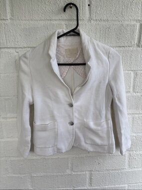 Zara White Knit Two-Button Blazer sz 9/10
